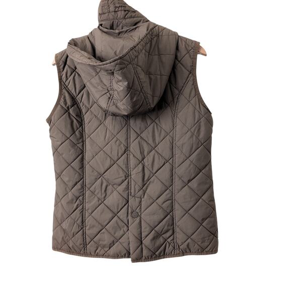 GANT Quilted Vest Womens Large Brown Hooded Snap Puffer Gillet Preppy Old Money - Picture 3 of 13